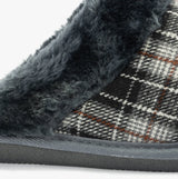 Sleepers LEYLA Womens Fur Cuff Mules Black/Grey Check