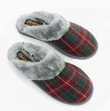Sleepers LEYLA Womens Fur Cuff Mules Red Check