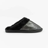 Sleepers JULIET Womens Fur Cuff Sparkle Mules Black