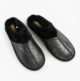 Sleepers JULIET Womens Fur Cuff Sparkle Mules Black