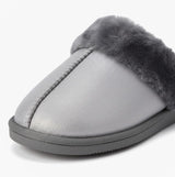 Sleepers JULIET Womens Fur Cuff Sparkle Mules Silver