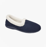 Sleepers SANDIE II Womens Textile Collared Full Slippers Navy