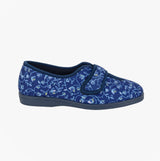 Sleepers IVY Womens Full Slippers Navy Blue Floral