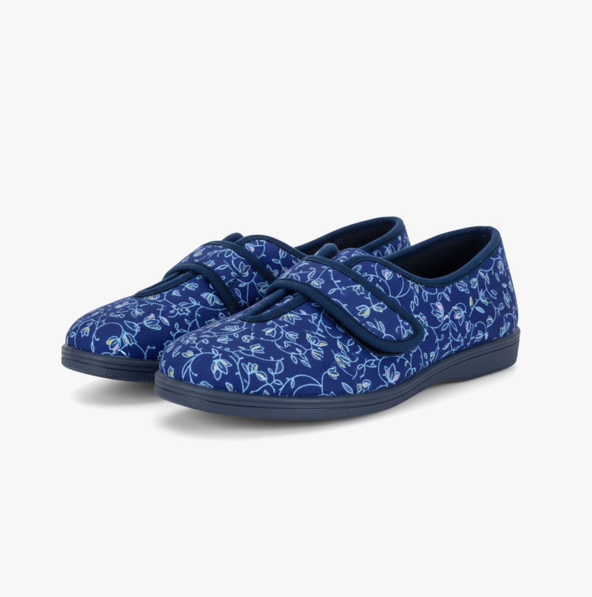 Sleepers IVY Womens Full Slippers Navy Blue Floral