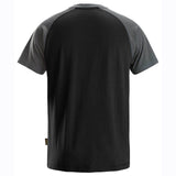 Snickers 2550 Two-Coloured Short Sleeve Cotton T-Shirt Black / Steel Grey 2XL