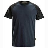 Snickers 2550 Two-Coloured Short Sleeve Cotton T-Shirt Navy/Black 2XL