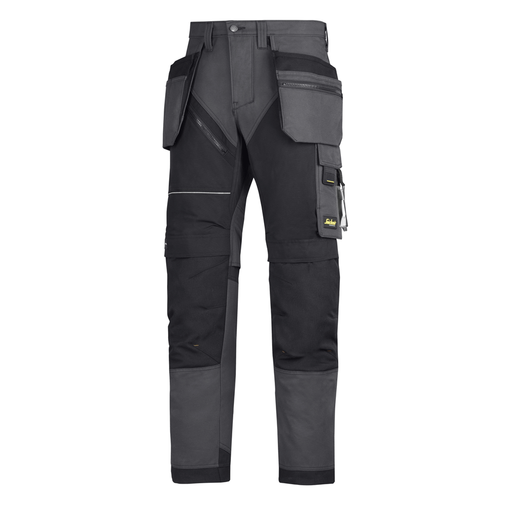 Snickers 6202 RuffWork, Work Trousers+ Holster Pockets Steel Grey/Black