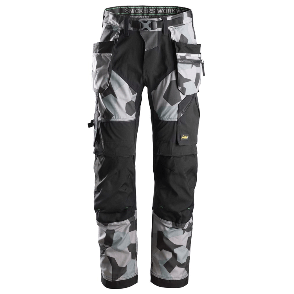 Snickers 6902 FlexiWork, Kneepad Holster Pocket Work Trousers Grey Camo