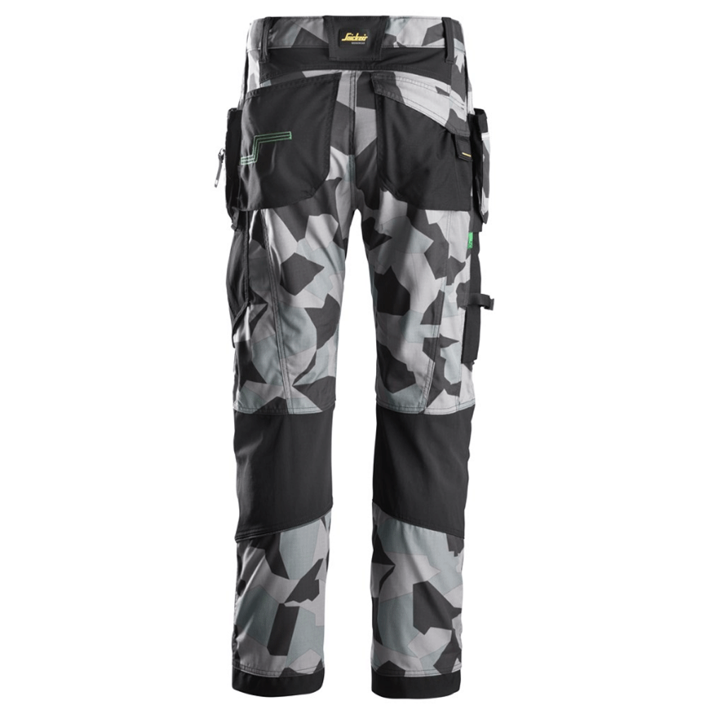 Snickers 6902 FlexiWork, Kneepad Holster Pocket Work Trousers Grey Camo