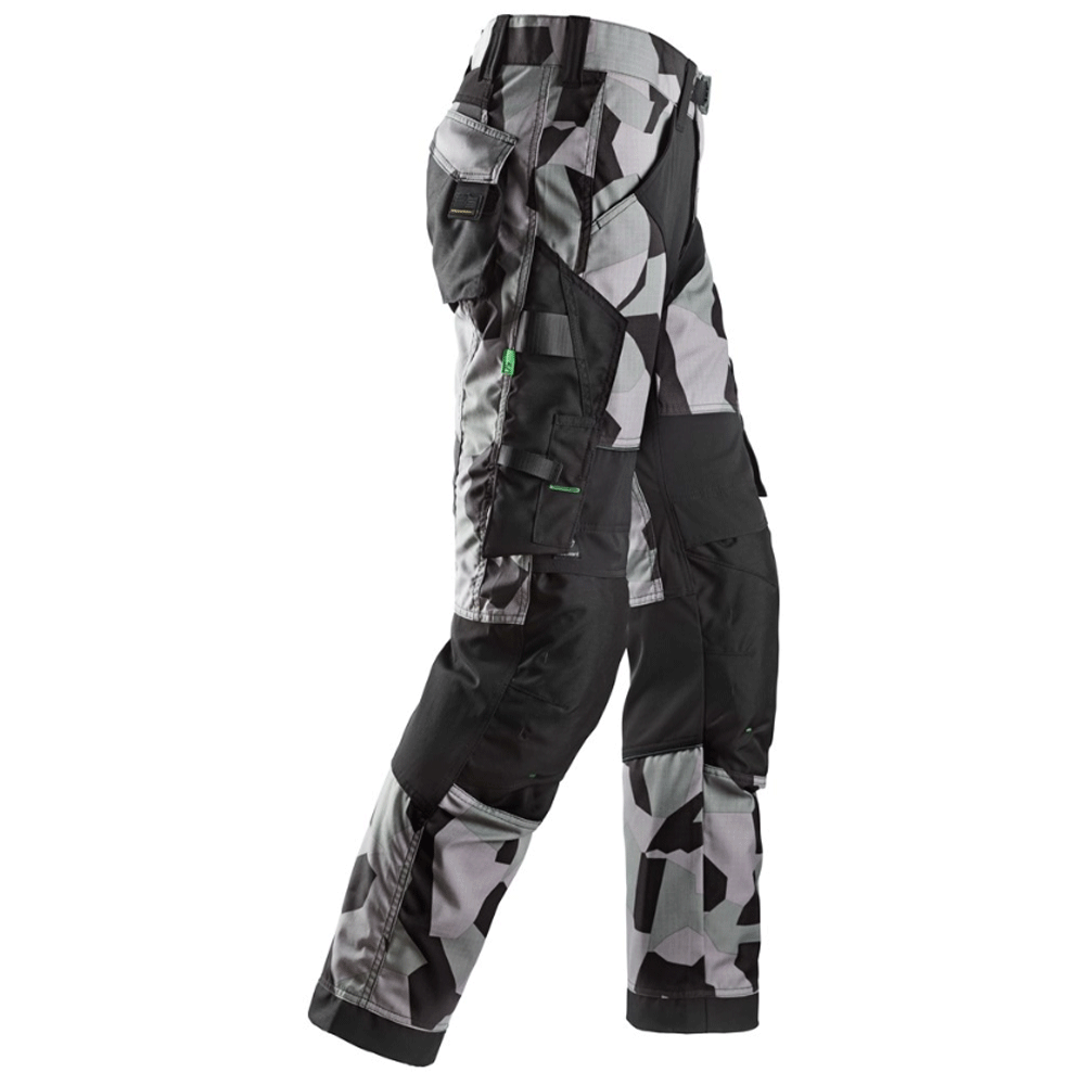 Snickers 6903 FlexiWork Stretch Kneepad Work Trousers Grey Camo