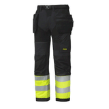 Snickers 6931 FlexiWork Hi-Vis Work Trousers Holster Pockets CL1 Various Colours