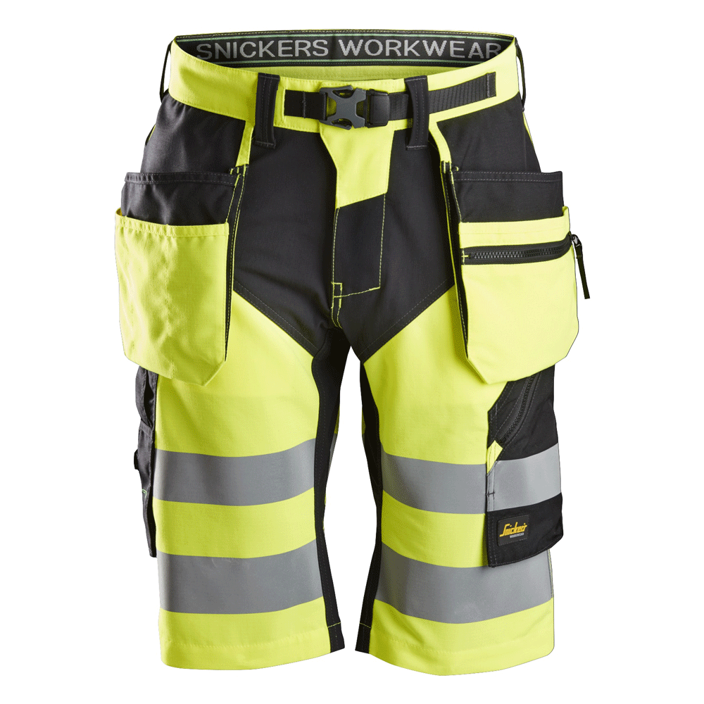 Snickers 6933 FlexiWork Hi-Vis Holster Pocket Shorts Class 1