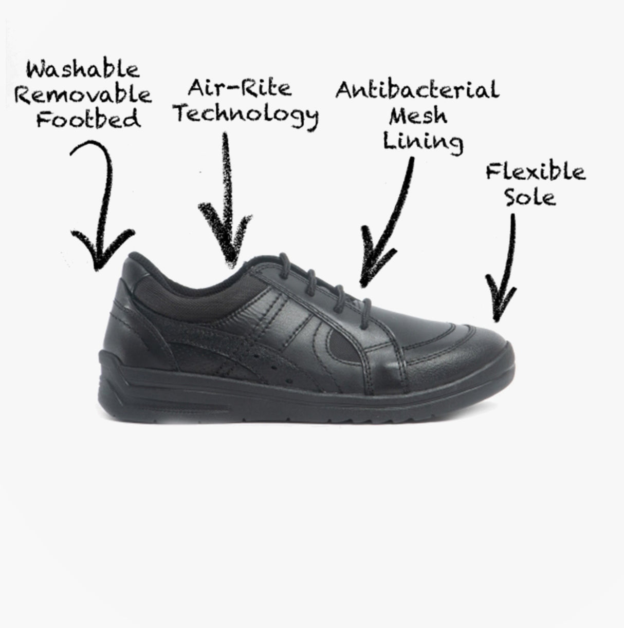 Start-Rite YOYO Boys Leather Lace Up School Shoes Black