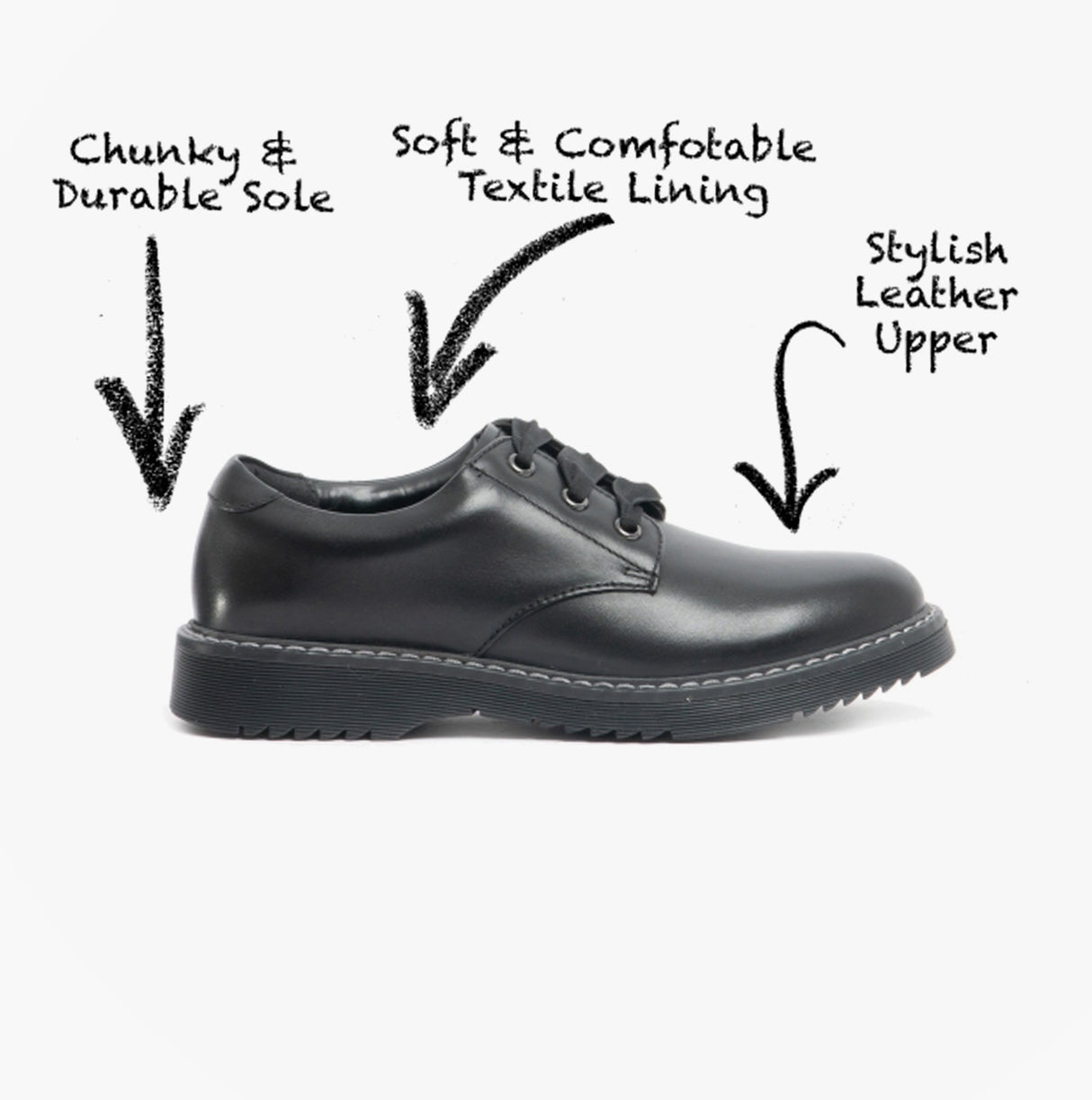 Start-Rite IMPACT Girls Leather Lace Up School Shoes Black