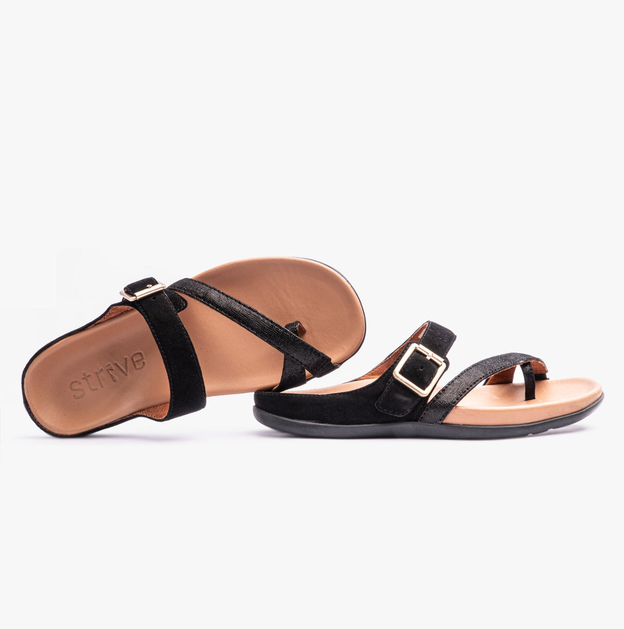 Strive NUSA Womens Strappy Sandals Black Velour