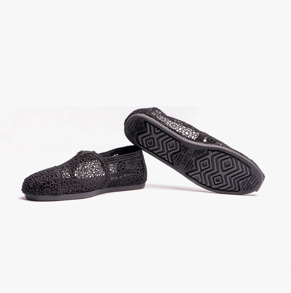 TOMS ALPARGATA Womens Crochet Espadrille Black