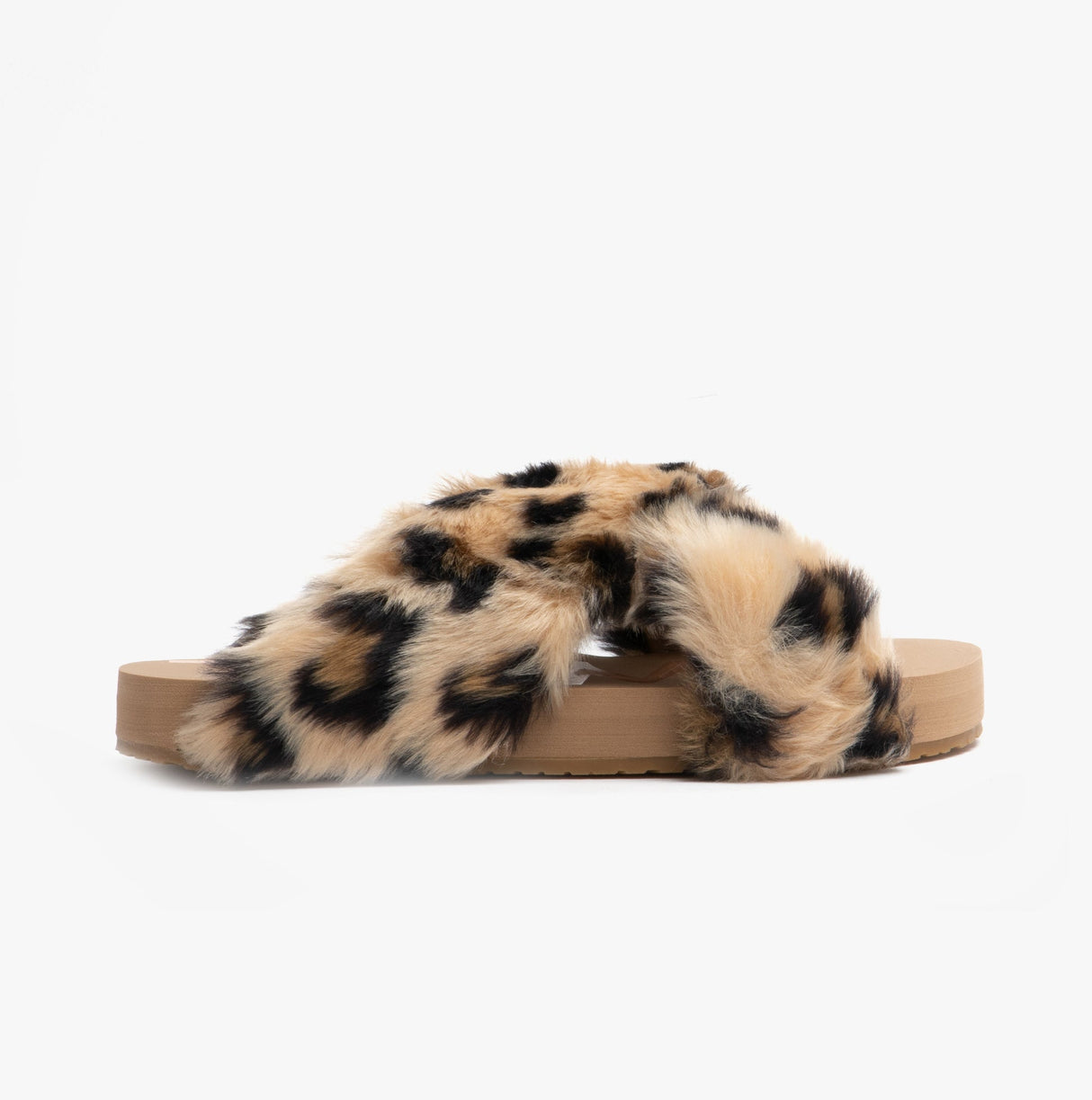 TOMS SUSIE Womens Faux Fur Mule Slippers Natural/Leopard