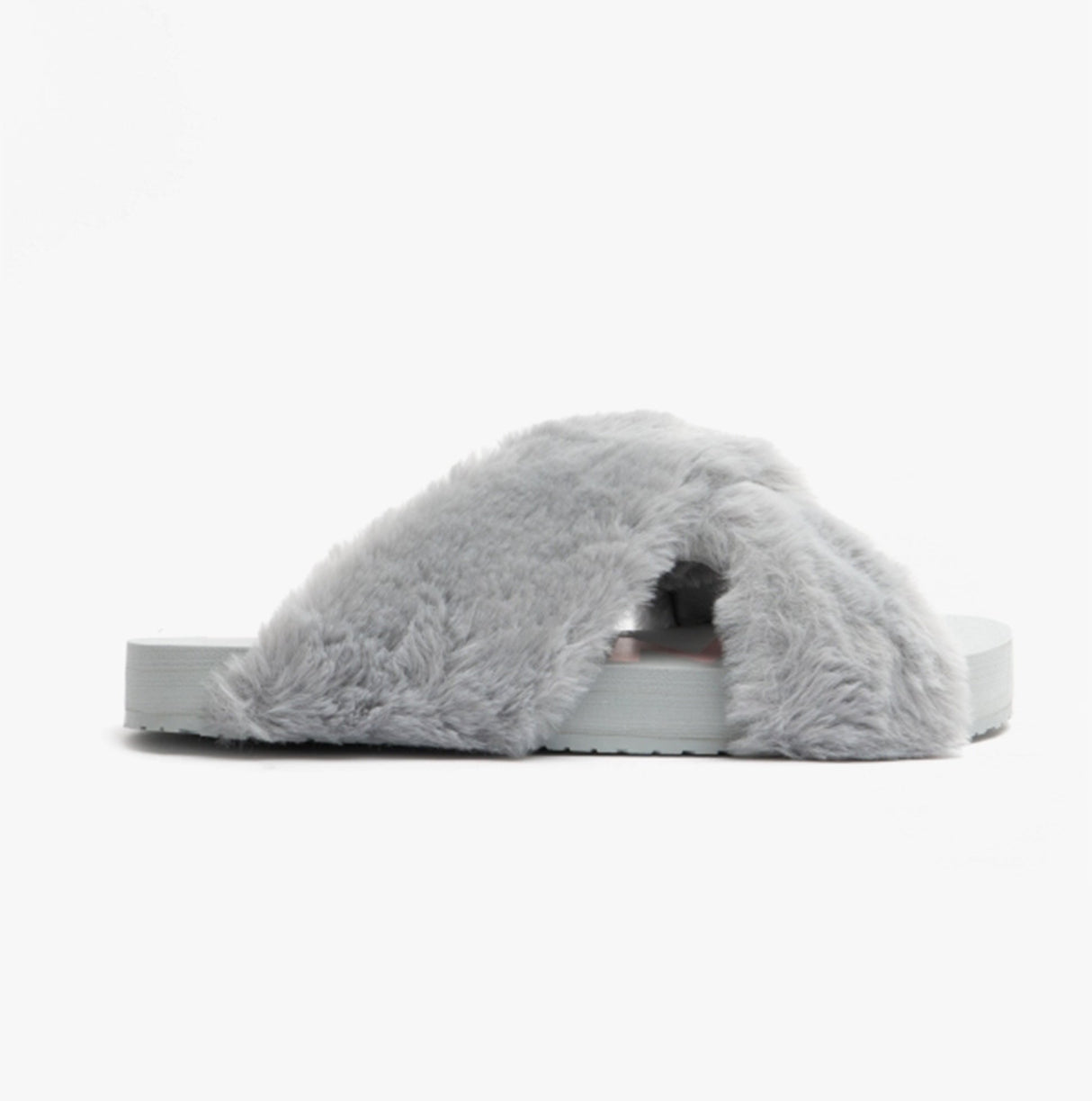 TOMS SUSIE Womens Faux Fur Mule Slippers Grey