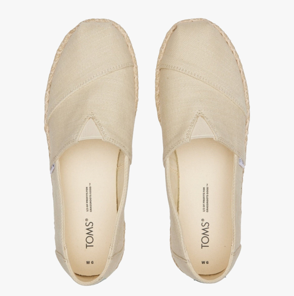 TOMS ALPARGATA PLATFORM ROPE Womens Slip-On Canvas Espadrilles Natural
