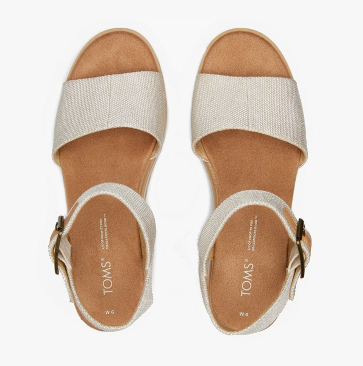 TOMS DIANA Womens Canvas Wedge Sandals Natural