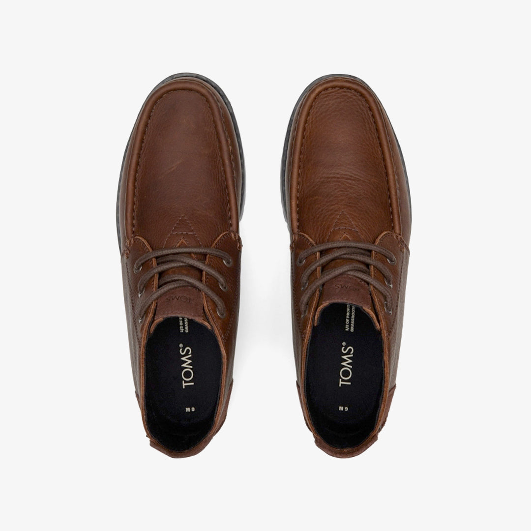 TOMS NAVI Mens Leather Chukka Boots Brown
