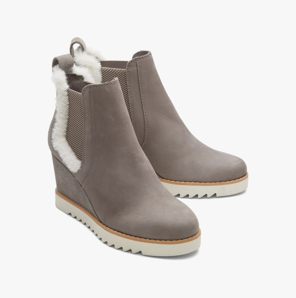 TOMS MADDIE Womens Slip-On Wedge Boots Grey