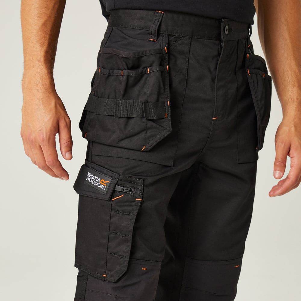 Regatta TRJ387 Incursion Holster Pocket Trousers Black 36" Waist / Long Leg