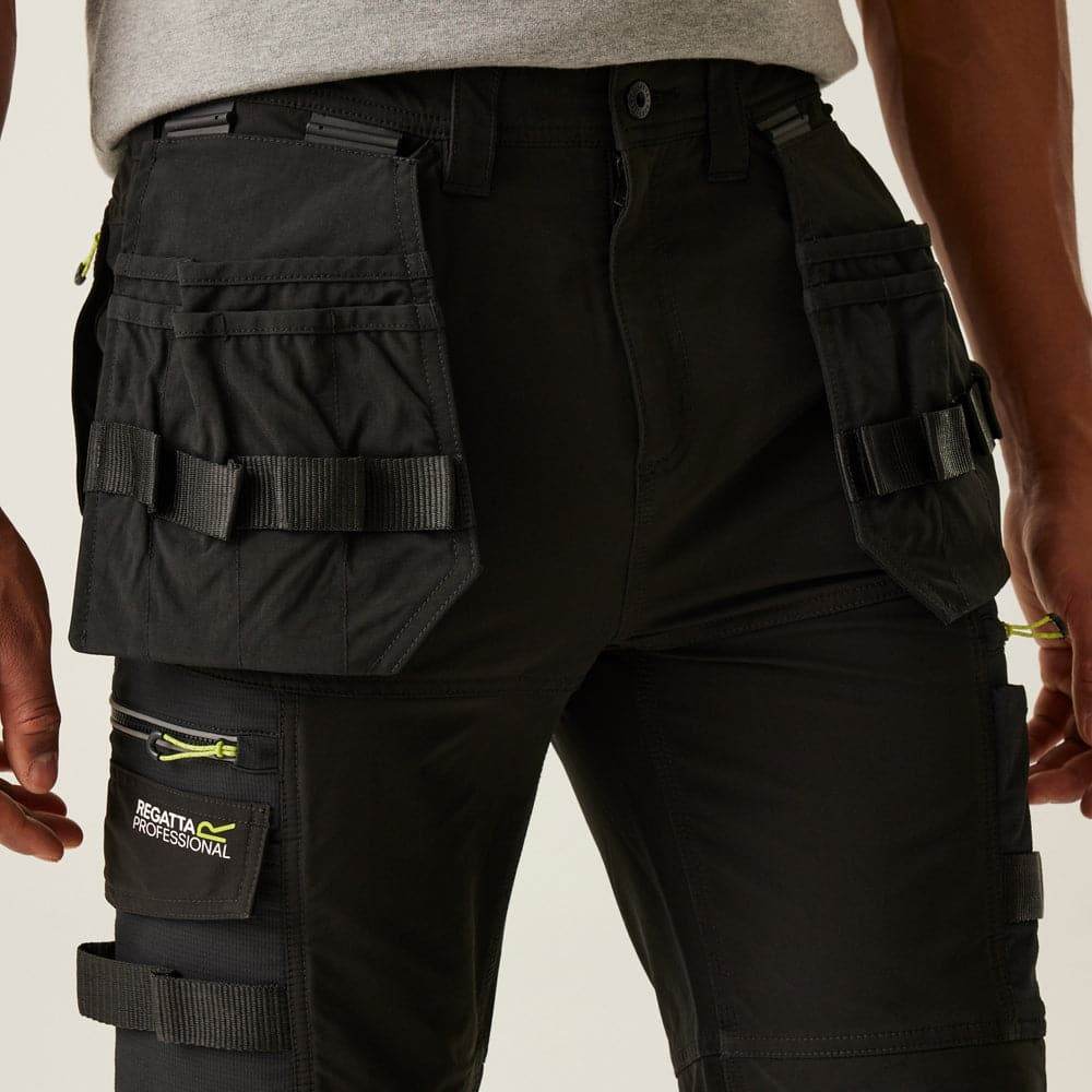 Regatta TRJ393 Tactical Infiltrate Stretch Holster Pocket Trousers Black / 40" Waist / Long Leg