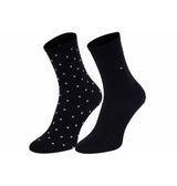 Tommy Hilfiger 2 Pack Womens Crew Dot Socks Black