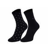 Tommy Hilfiger 2 Pack Womens Crew Dot Socks Black