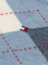 Tommy Hilfiger 2 Pack Mens Crew Checked Socks Blue Combo