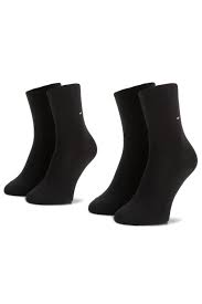 Tommy Hilfiger 2 Pack Womens Crew Socks Black