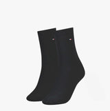 Tommy Hilfiger 2 Pack Womens Crew Socks Black