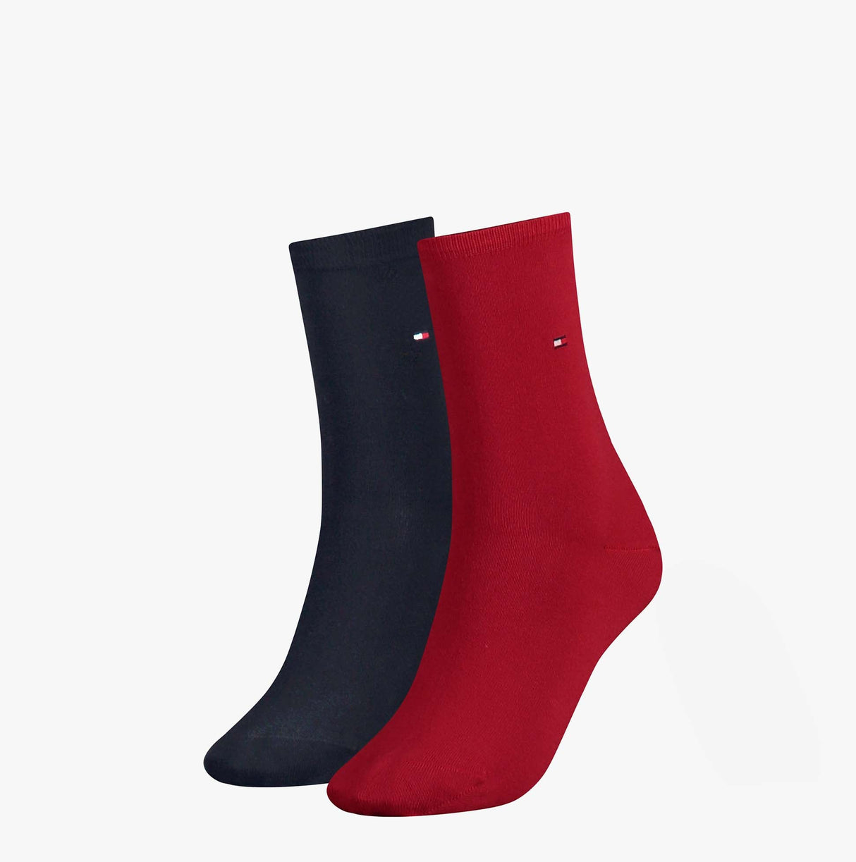 Tommy Hilfiger 2 Pack Womens Crew Socks Red/Navy