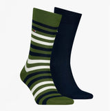 Tommy Hilfiger 2 Pack  Mens Crew Stripe Socks Green