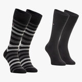 Tommy Hilfiger 2 Pack  Mens Crew Stripe Socks Black