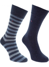 Tommy Hilfiger 2 Pack  Mens Crew Stripe Socks Navy