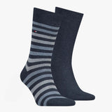 Tommy Hilfiger 2 Pack  Mens Crew Stripe Socks Navy