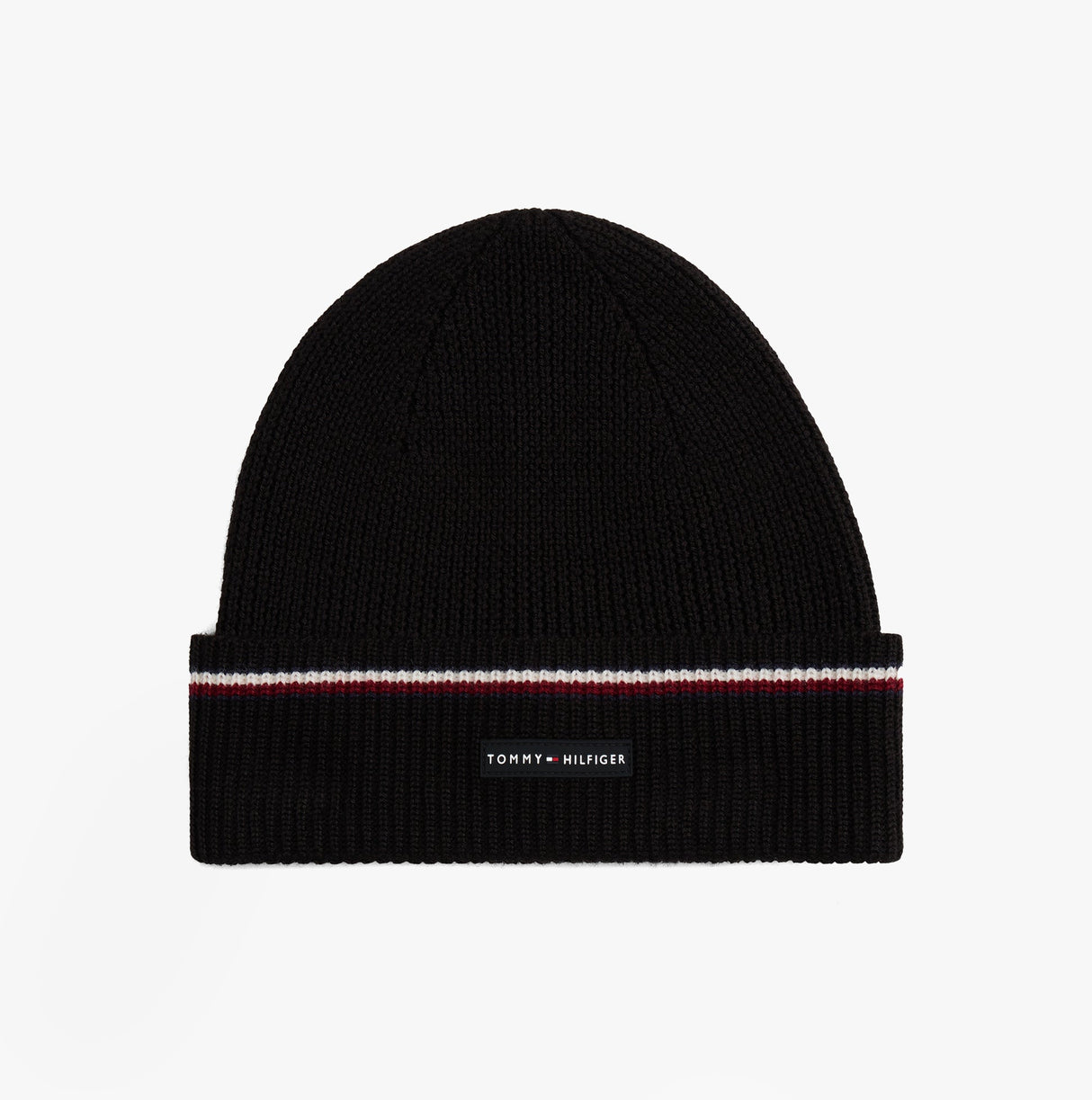 Tommy Hilfiger Signature Tape Mens Wool Beanie Black