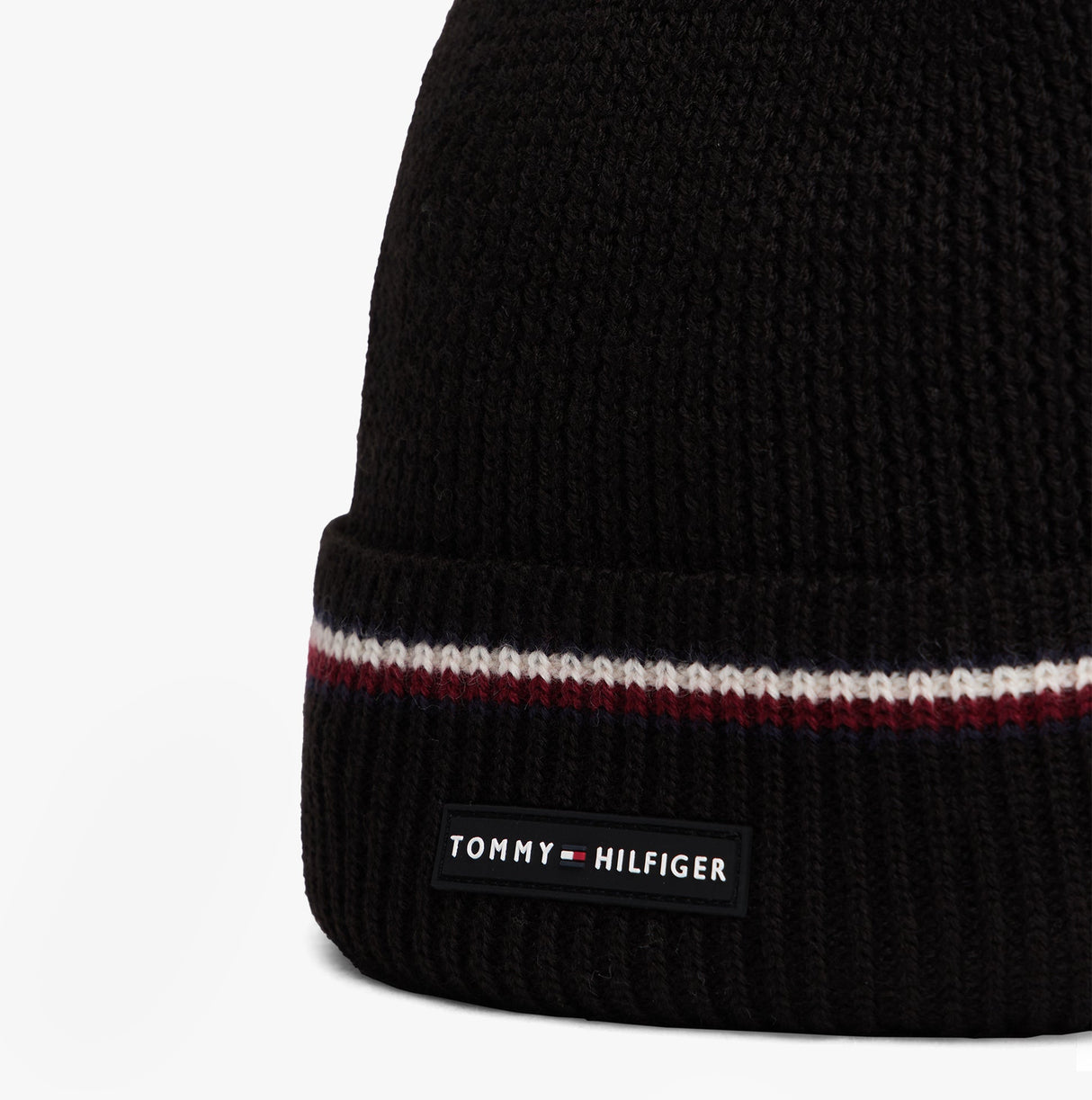 Tommy Hilfiger Signature Tape Mens Wool Beanie Black