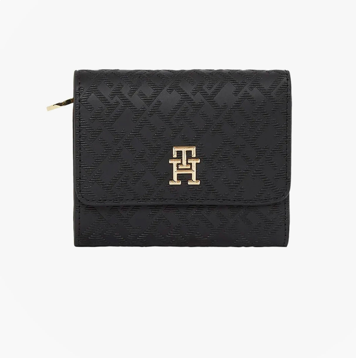 Tommy Hilfiger Womens Monogram Trifold Wallet Black