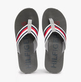 Tommy Hilfiger MASSAGE FOOTBED OLY Mens Flip Flops Antique Silver