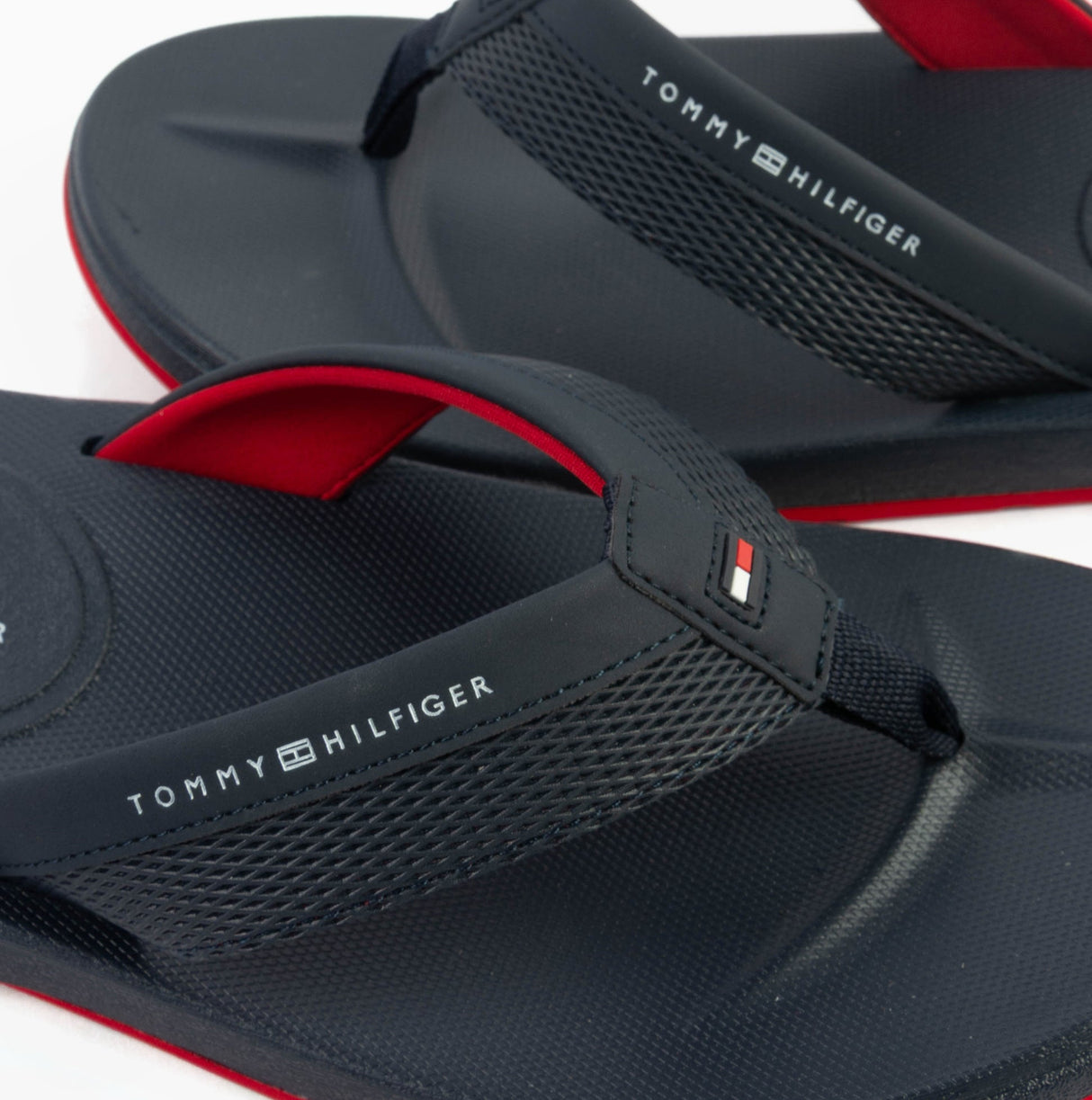 Tommy Hilfiger CONTRAST TEXTURE Mens Flip Flops Desert Sky