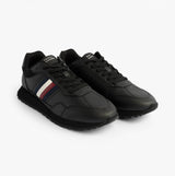 Tommy Hilfiger Mens Signature Tape Cleat Leather Trainers Black