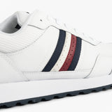 Tommy Hilfiger Mens Signature Tape Cleat Leather Trainers White