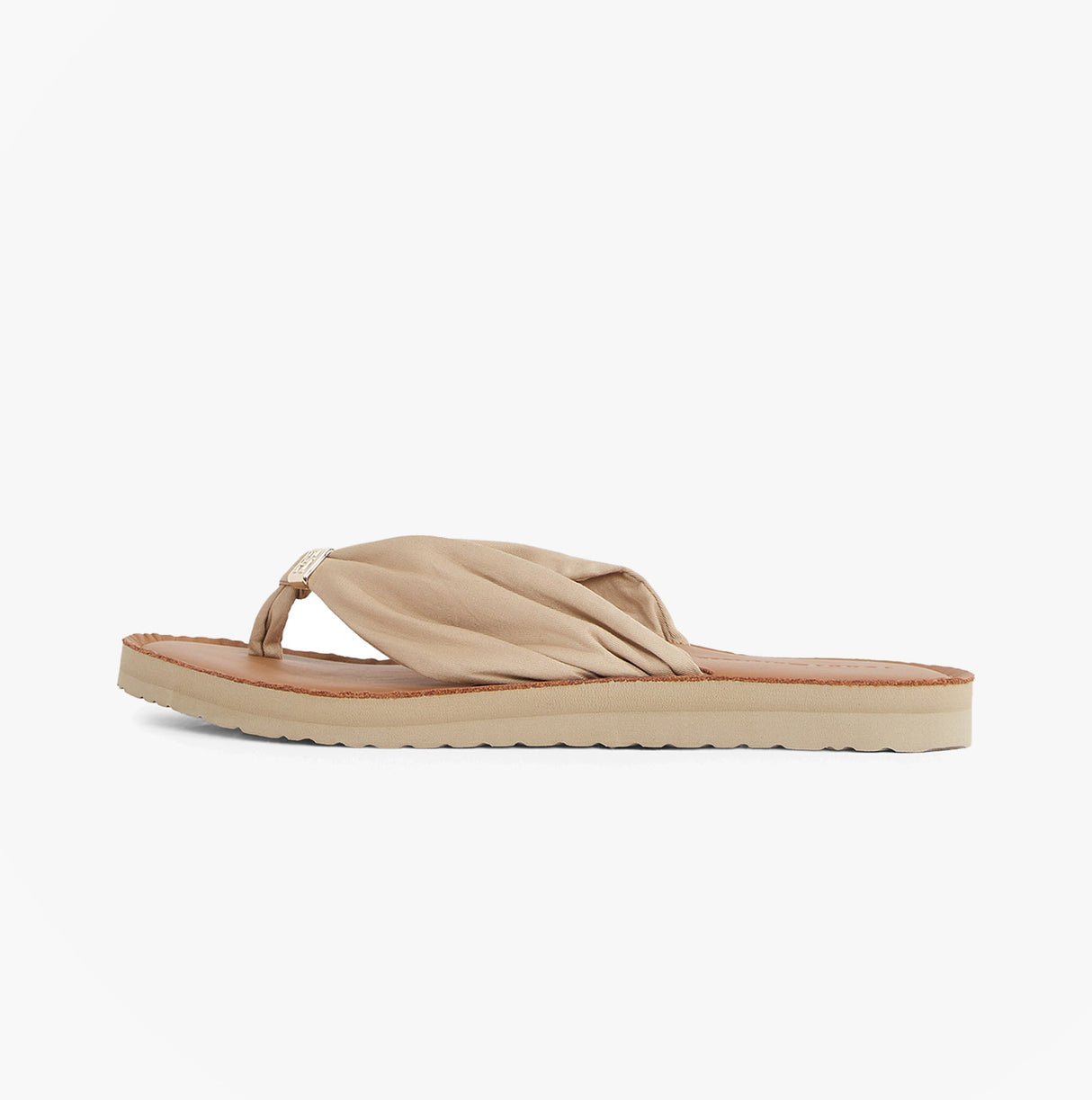 Tommy Hilfiger Monogram Plaque Womens Flip-Flop Beige