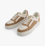 Tommy Hilfiger MONOGRAM METALLIC LEATHER  Womens Court Trainers Classic Khaki