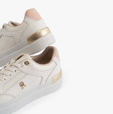 Tommy Hilfiger MONOGRAM METALLIC LEATHER  Womens Court Trainers Ancient White