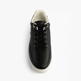 Tommy Hilfiger Womens Leather TH Monogram Plaque Court Trainers Black