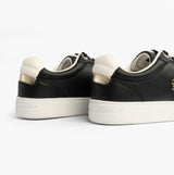 Tommy Hilfiger Womens Leather TH Monogram Plaque Court Trainers Black